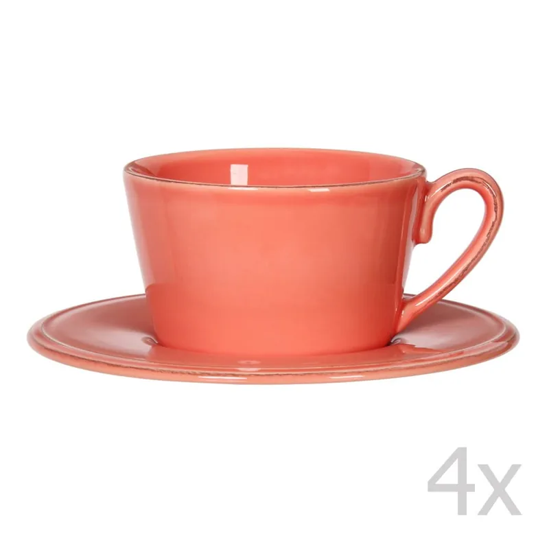 Nowy Zestaw 4 filiżanek ze spodkiem Constance Coral Bonami