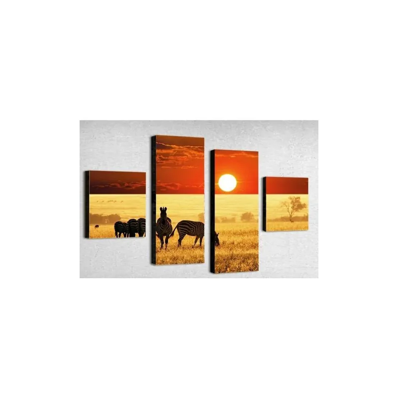 Zniżka Czteroczęściowy obraz Africa, 50x100 cm Bonami