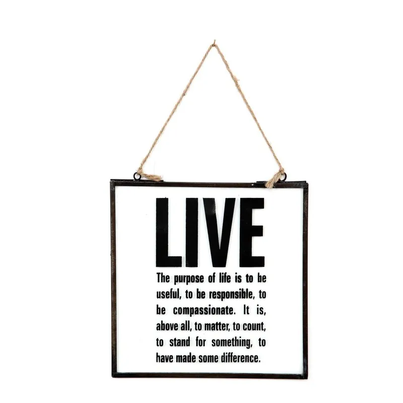 Szklana tabliczka z napisem Live, 20x22 cm Bonami Promocja