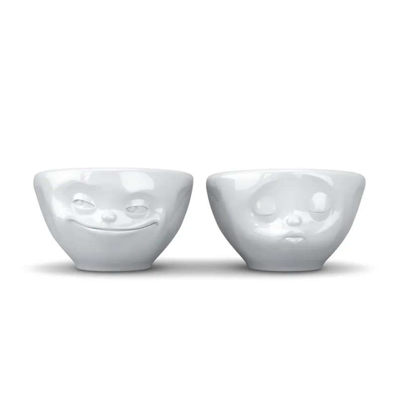 Kup online Białe porcelanowe miski zestaw 2 szt. 100 ml Grinning & Kissing – 58products Bonami