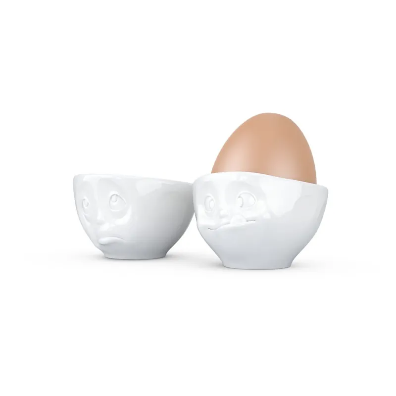 Komplet 2 białych porcelanowych nadąsanych kieliszków do jajek 58products Oh Please, 100 ml Bonami Ograniczona ilość