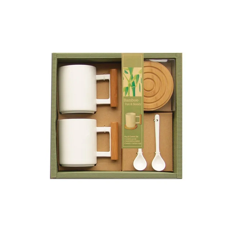 Komplet 2 kubków, łyżeczek i podkładek Bamboo Bonami Oferta czasowa