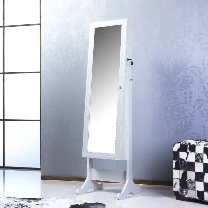Zamykane lustro stojące ze schowkiem Fiona, szampańskie Bonami Oferta limitowana
