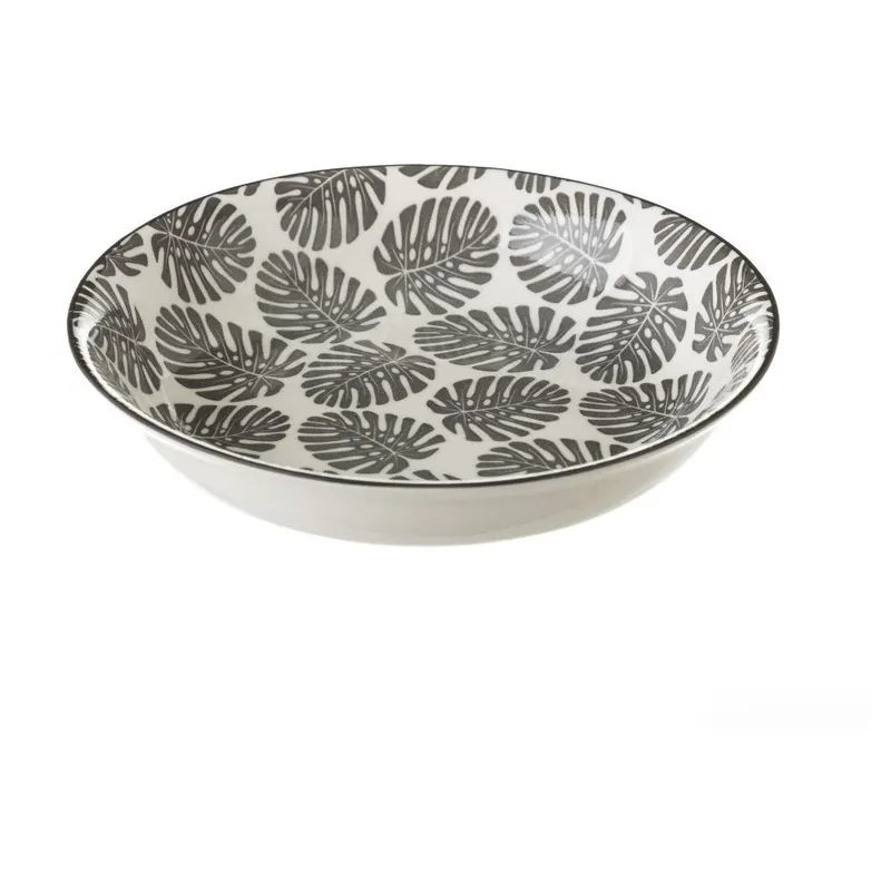 Cena promocyjna Szaro-biały głęboki talerz porcelanowy Unimasa Monstera Bonami