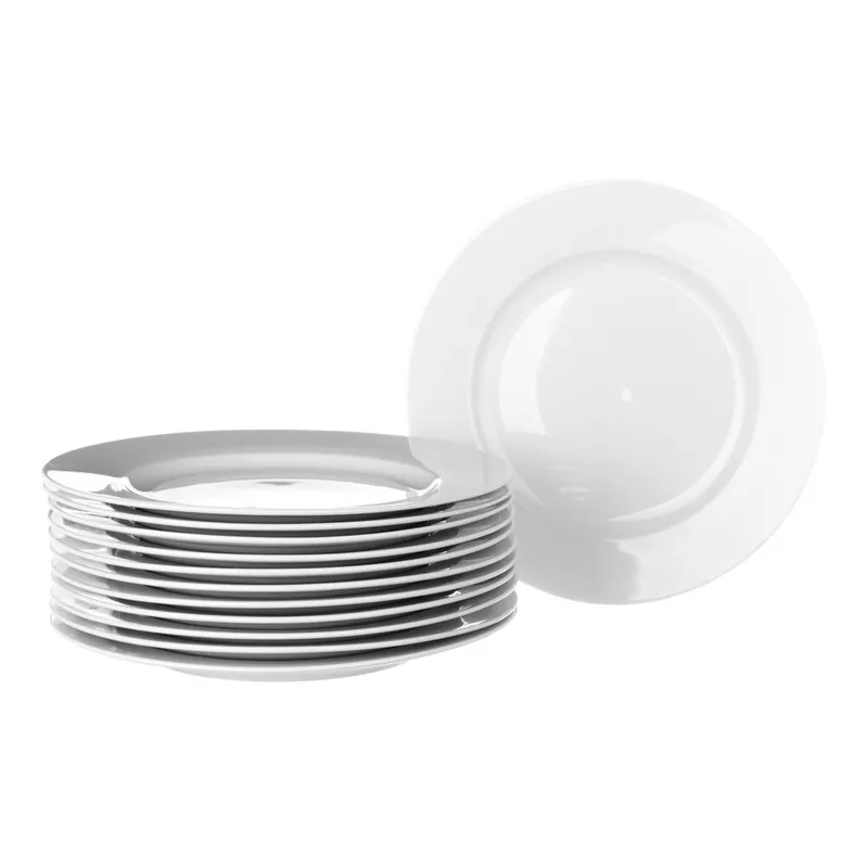 Wyjątkowa oferta Zestaw 12 białych talerzy porcelanowych Casa Selección Elegant, średnica 19 cm Bonami