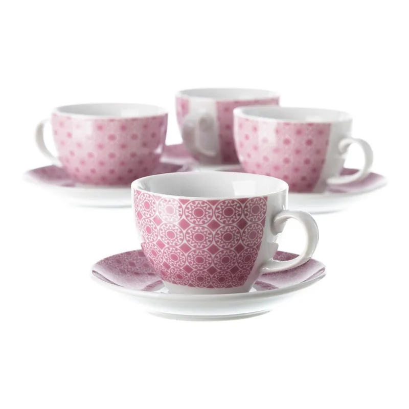 Ostatnie sztuki Zestaw 6 fioletowych porcelanowych filiżanek ze spodkami Unimasa Mandall, 160 ml Bonami