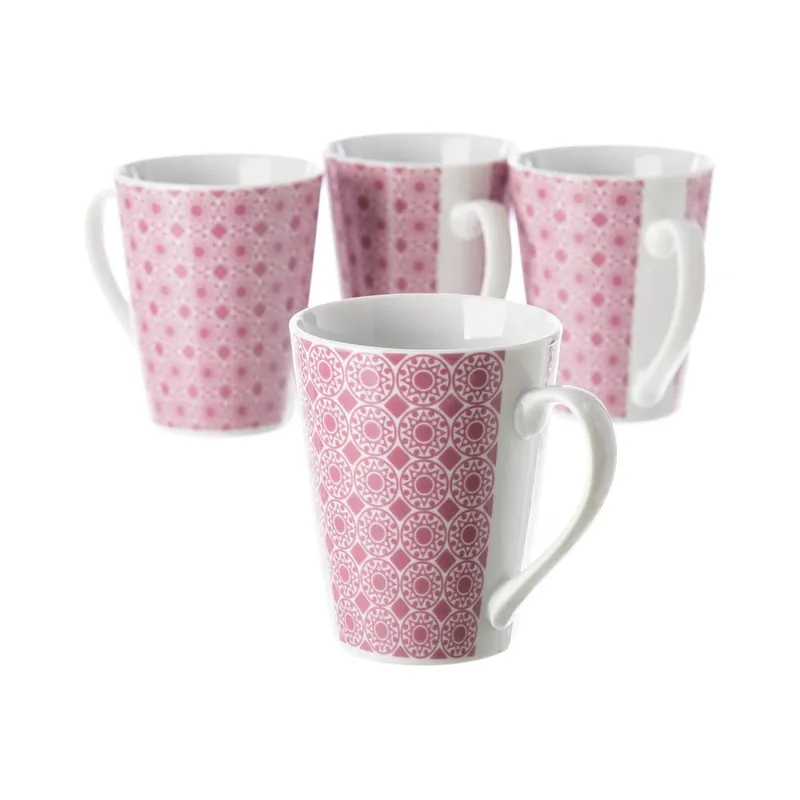 Zestaw 4 fioletowych porcelanowych filiżanek Unimasa Mandall, 300 ml Bonami Ostatnie sztuki
