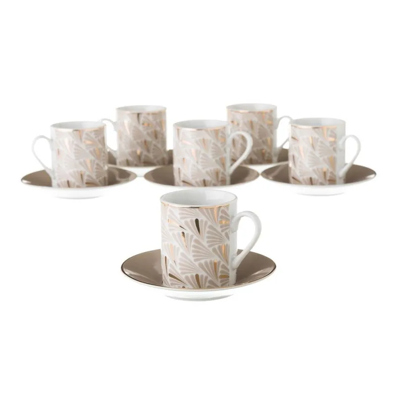 Bezpieczna płatność Zestaw 6 beżowych porcelanowych filiżanek ze spodkami Unimasa Belle, 100 ml Bonami