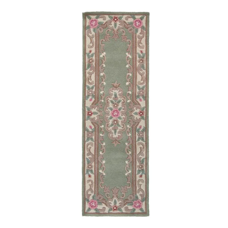 Szybka dostawa Zielony wełniany chodnik Flair Rugs Aubusson, 67x210 cm Bonami