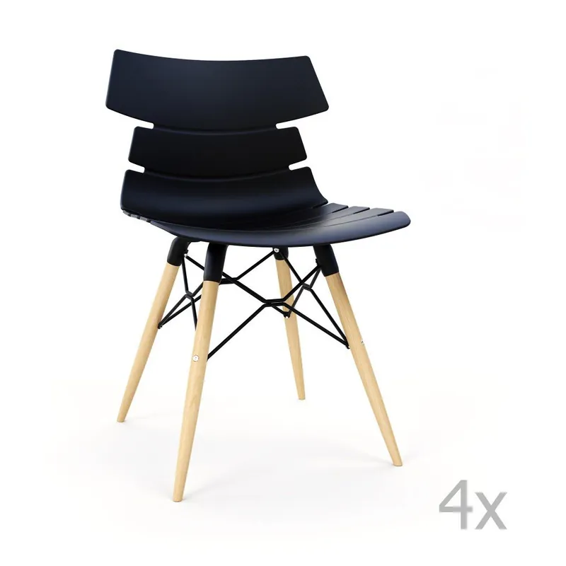 Oferta Zestaw 4 czarnych krzeseł La Forma Pulmak Bonami
