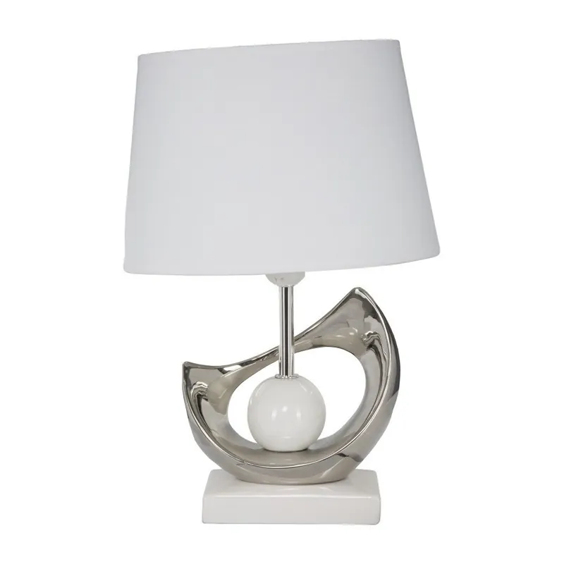 Obniżka ceny Biało-srebrna lampa stołowa z ceramiki Mauro Ferretti Moon, 26x38 cm Bonami