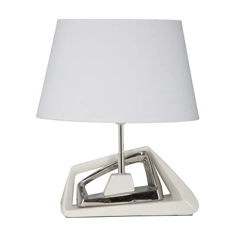 Łatwy zwrot Biało-srebrna lampa stołowa z ceramiki Mauro Ferretti Cross, 31x38,5 cm Bonami