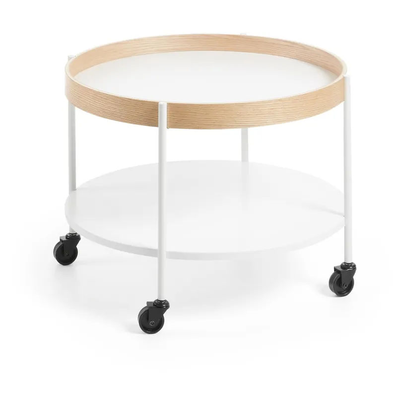 Biały stolik na kółkach La Forma Alban, Ø 60 cm Bonami Bestseller