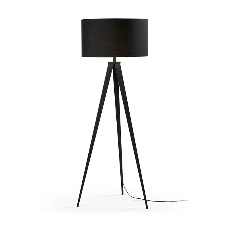Czarna lampa stojąca z tekstylnym kloszem (wysokość 157 cm) Iguazu – Kave Home Bonami Bestseller