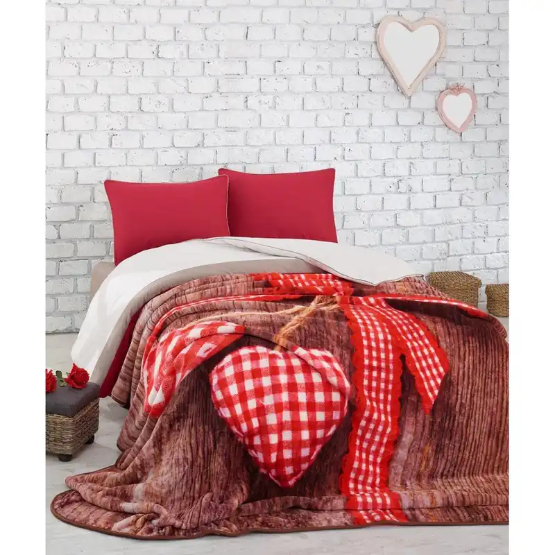 Czerwona narzuta na łóżko dwuosobowe Lovebox, 240x220 cm Bonami Bezpieczne zakupy