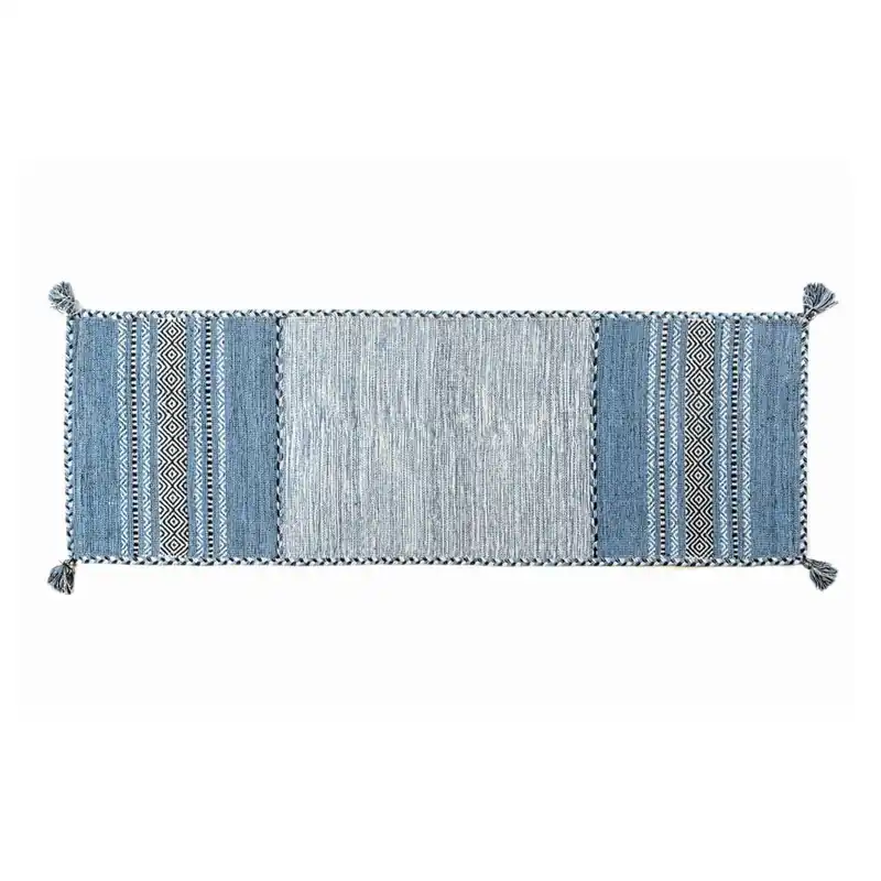 Bezpieczne zakupy Niebieski chodnik ręcznie tkany Navaei & Co Kilim Tribal 509, 240x60 cm Bonami