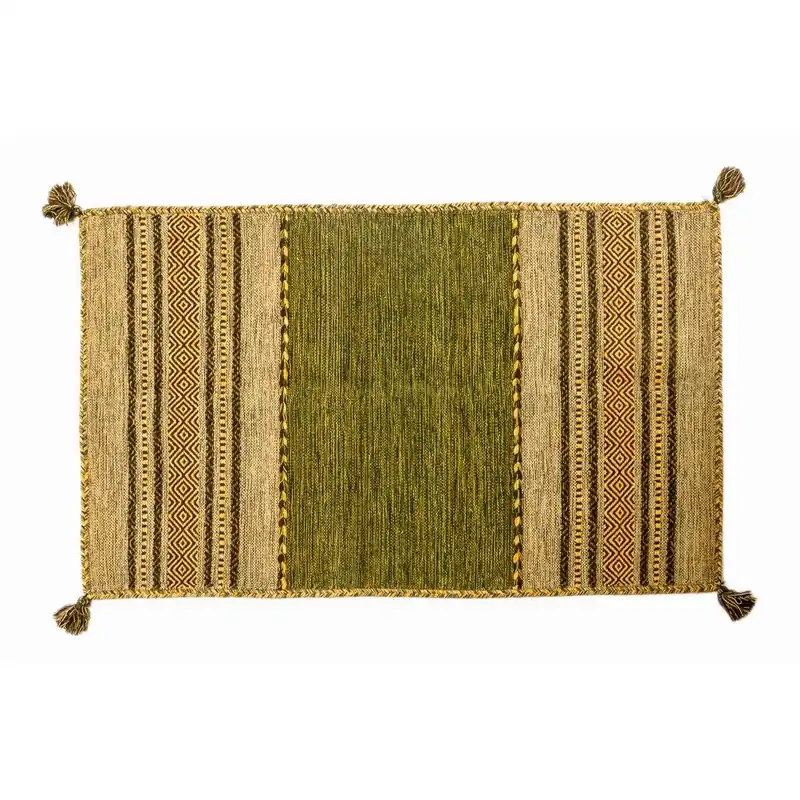 Do wyczerpania zapasów Zielony dywan ręcznie tkany Navaei & Co Kilim Tribal 703, 200x140 cm Bonami