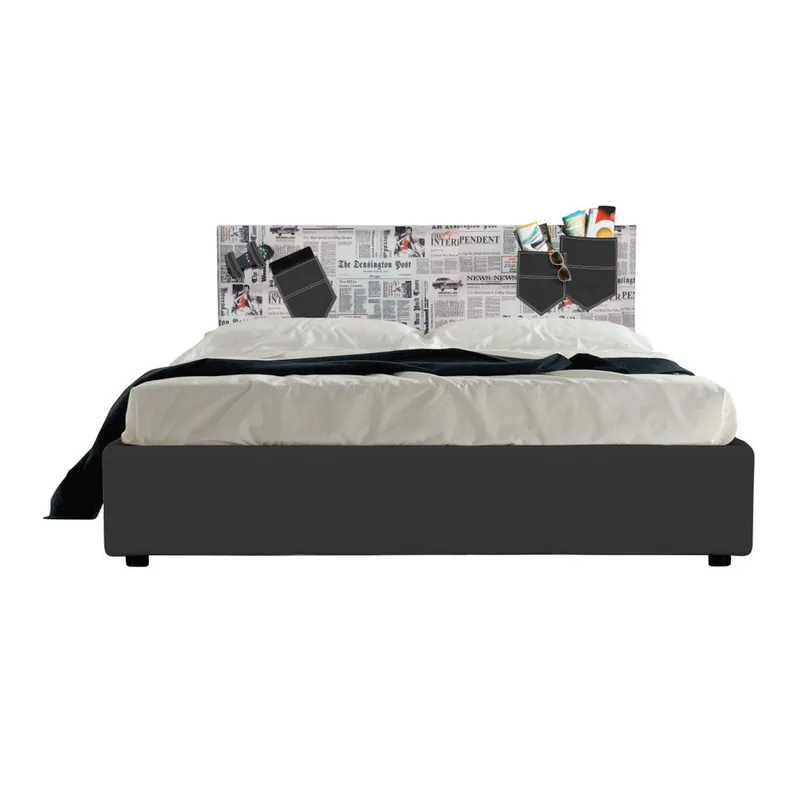 Czarne łóżko dwusobowe ze schowkiem 13Casa Task, 160x190 cm Bonami Hit sprzedaży