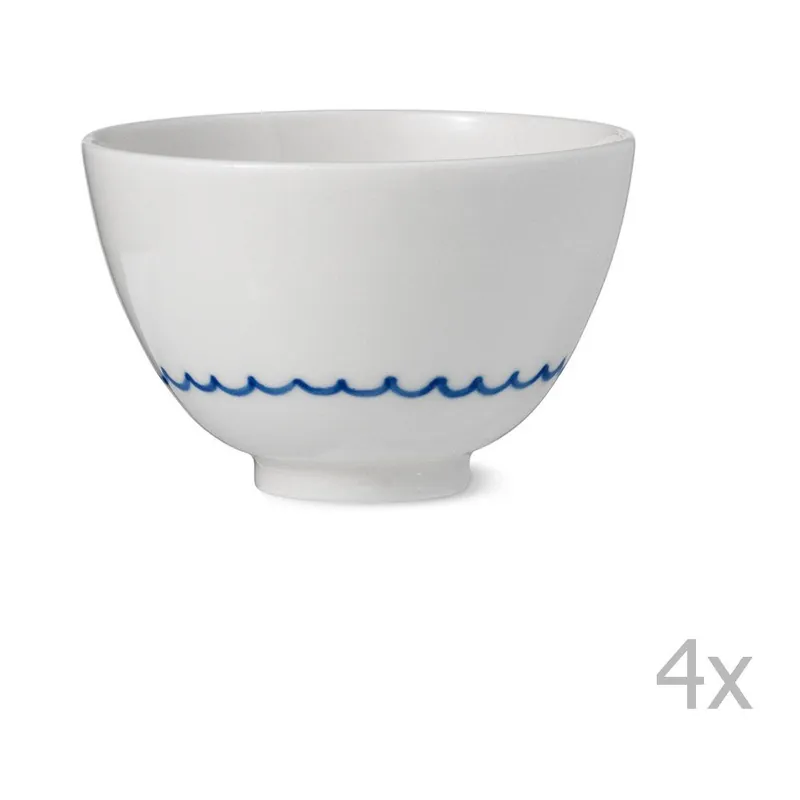Nowość Zestaw 4 porcelanowych misek ręcznie robionych Anne Black Agate, wys. 9 cm Bonami