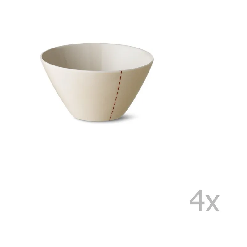 Dodaj do koszyka Zestaw 4 kremowych misek porcelanowych ręcznie robionych Anne Black Tilt, ⌀ 12,5 cm Bonami