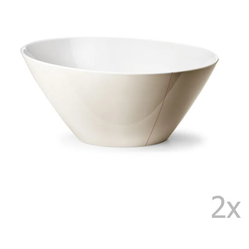 Zestaw 2 kremowych mis porcelanowych ręcznie robionych Anne Black Tilt, ⌀ 26 cm Bonami Tylko do końca tygodnia