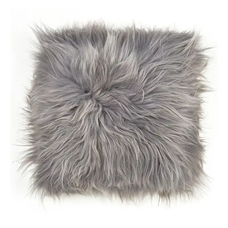 Dodaj do koszyka Szara futrzana poduszka na krzesło z długim włosiem Arctic Fur Eglé, 37x37 cm Bonami