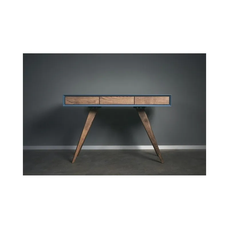 Niebieskie biurko z litego drewna jesionowego Charlie Pommier Triangle, 120x50 cm Bonami Tylko dziś