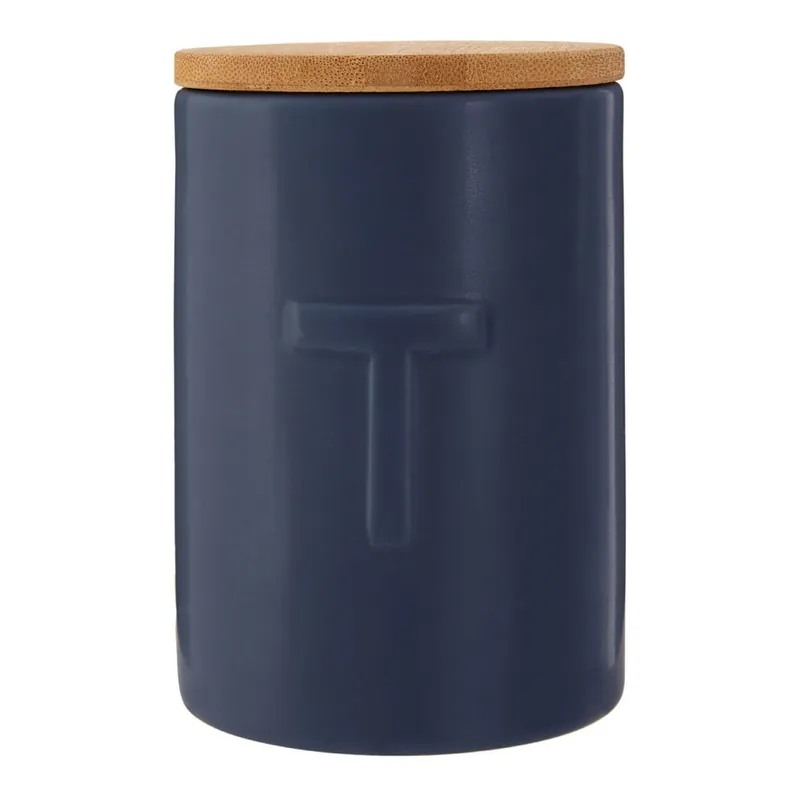 Granatowy pojemnik na herbatę z bambusowym wieczkiem Premier Housewares Fenwick Bonami Bezpieczne zakupy