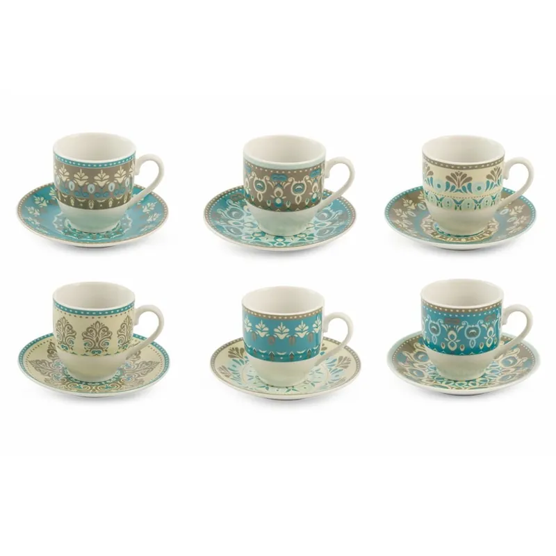 Sprawdź teraz Zestaw 6 porcelanowych filiżanek do espresso ze spodkiem VDE Tivoli 1996 Cala, 90 ml Bonami