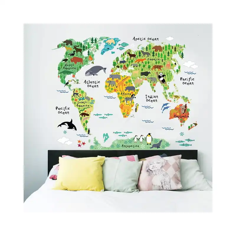 Nowy Dziecięca naklejka ścienna Ambiance World Map, 73x95 cm Bonami