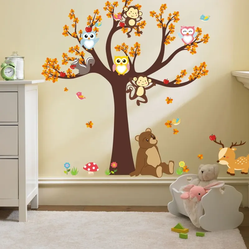 Łatwy zwrot Dziecięca Naklejka Ambiance Tree with Animals Bonami