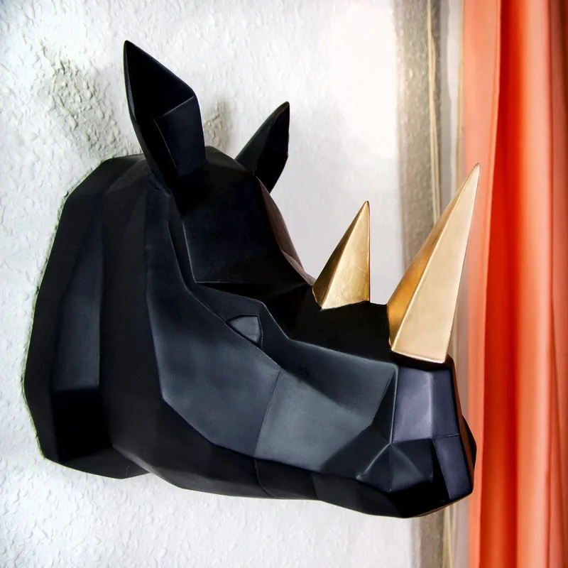 Czarna dekoracja ścienna/wieszak Walplus Geometric Rhino Bonami Nowość