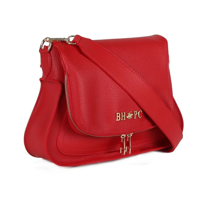 Wyjątkowa oferta Czerwona torebka ze skóry ekologicznej Beverly Hills Polo Club Janis Bonami