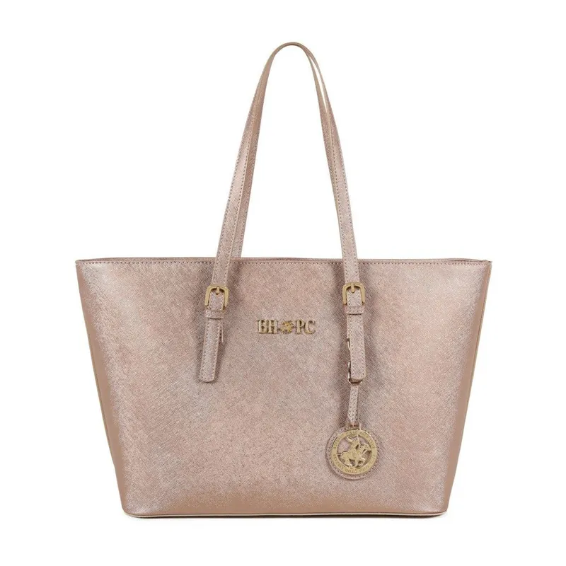 Beżowa torebka ze skóry ekologicznej se zlatavými odlesky Beverly Hills Polo Club Anne Bonami Wyjątkowa oferta
