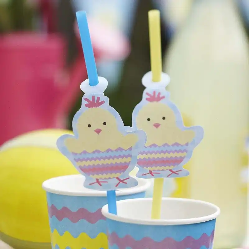 Zestaw 10 słomek z papierową dekoracją Neviti Easter Chick Bonami Popularny
