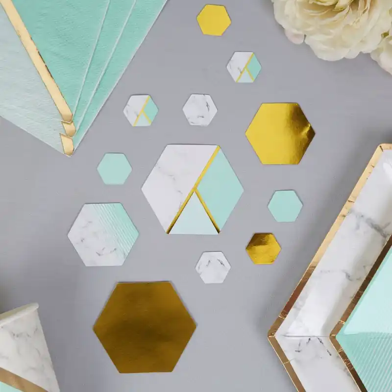 Hit cenowy Zestaw 100 dekoracji na stół Neviti Mint Colour Block Marble Bonami