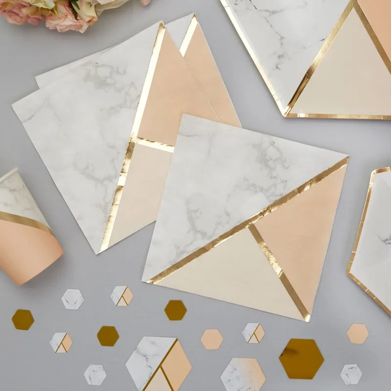 Zestaw 16 serwetek papierowych Neviti Gold Colour Block Marble Bonami Promocja