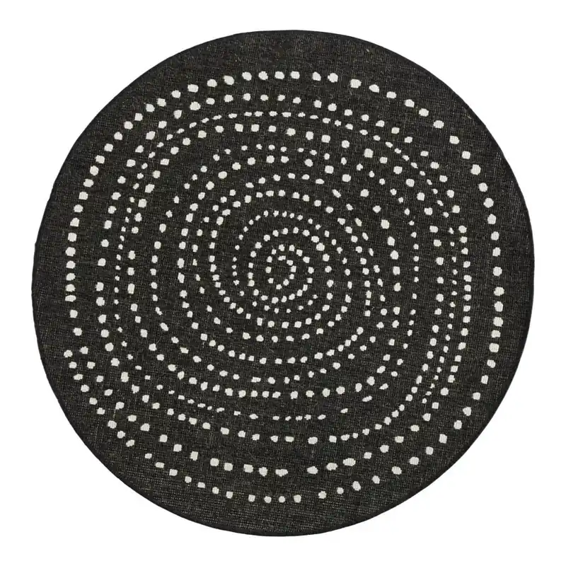 Czarny okrągły dywan dwustronny odpowiedni na zewnątrz NORTHRUGS Bali, Ø 200 cm Bonami Oferta limitowana