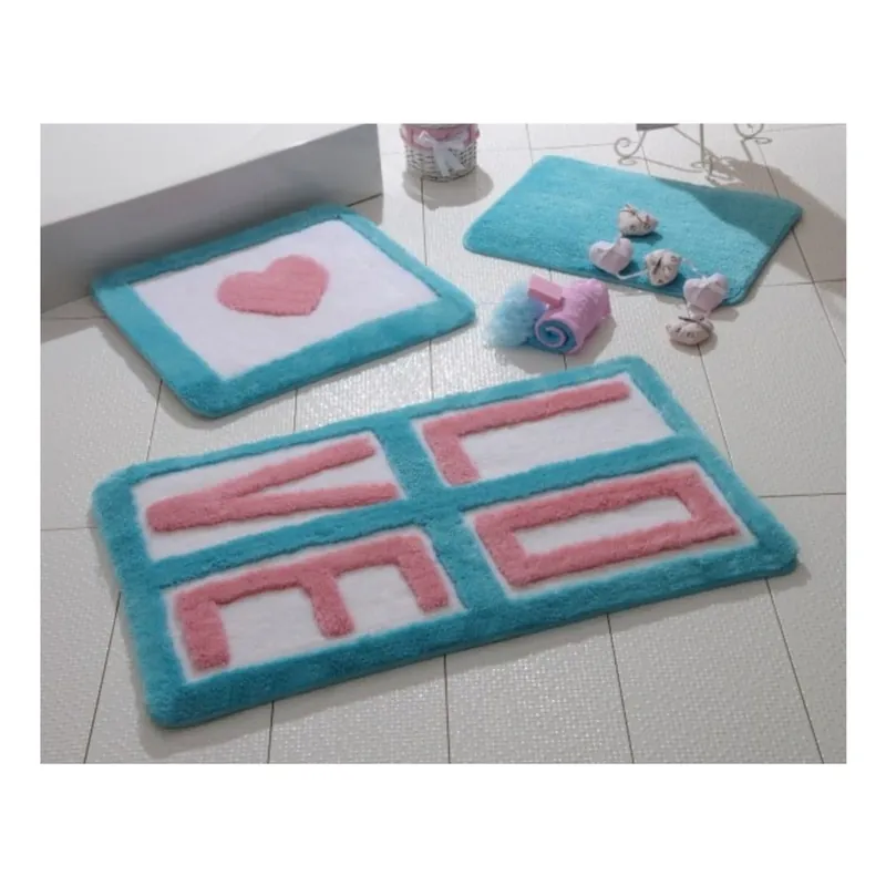 Popularny Komplet 3 dywaników łazienkowych Alessii Love Turquoise Bonami
