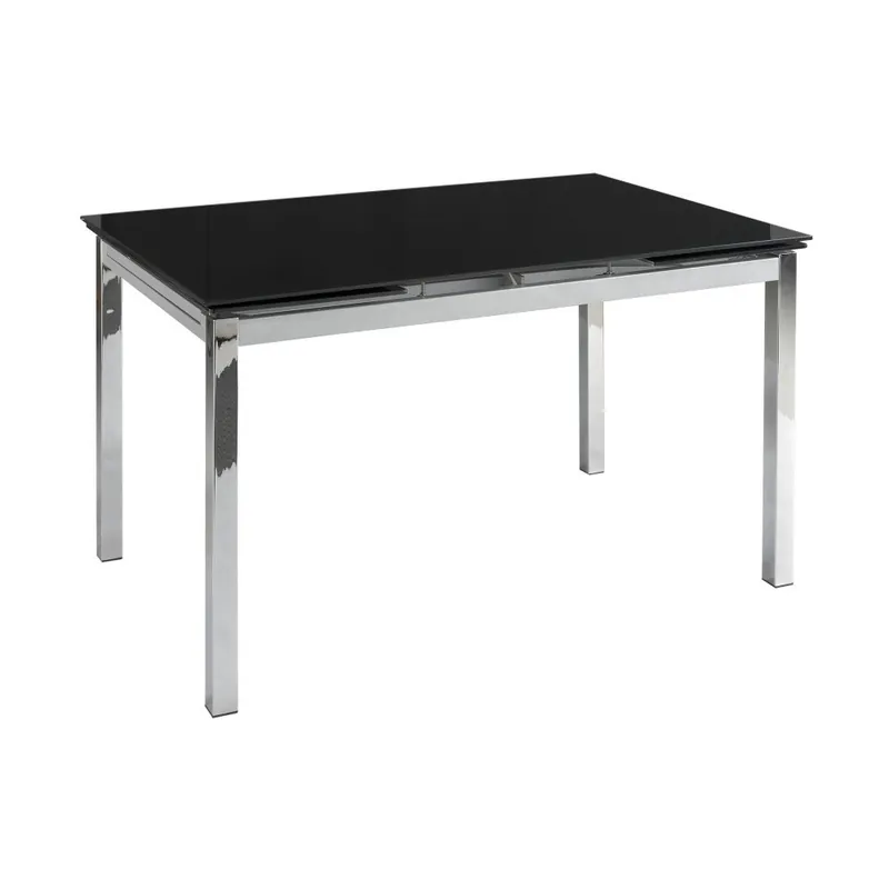 Darmowy zwrot Stół rozkładany z czarnym blatem z hartowanego szkła Pondecor Sable, 90x140 cm Bonami