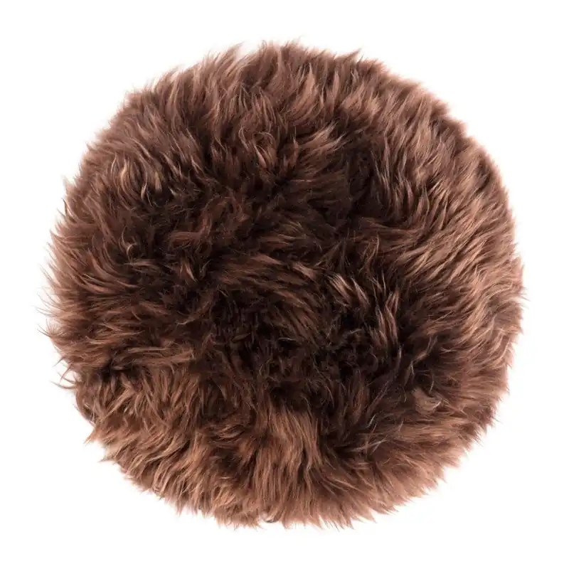Ciemnobrązowe siedzisko na krzesło z owczej skóry Royal Dream Zealand Round, ⌀ 35 cm Bonami Najlepsza cena