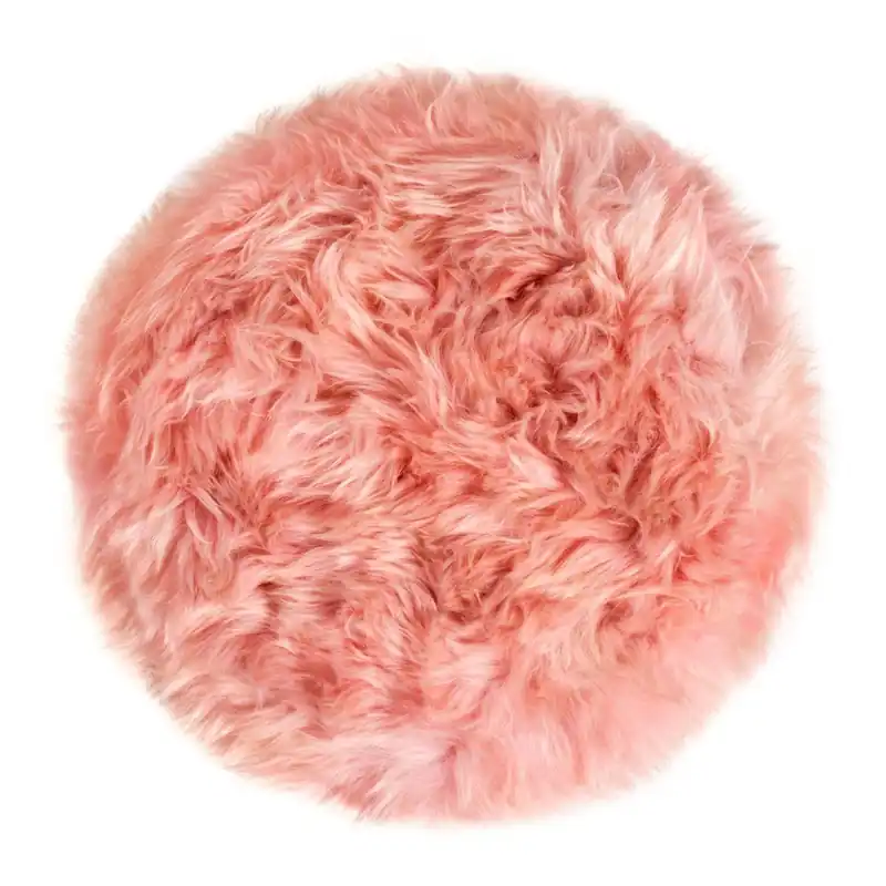 Ograniczona ilość Różowe siedzisko na krzesło z owczej skóry Royal Dream Zealand Round, ⌀ 35 cm Bonami
