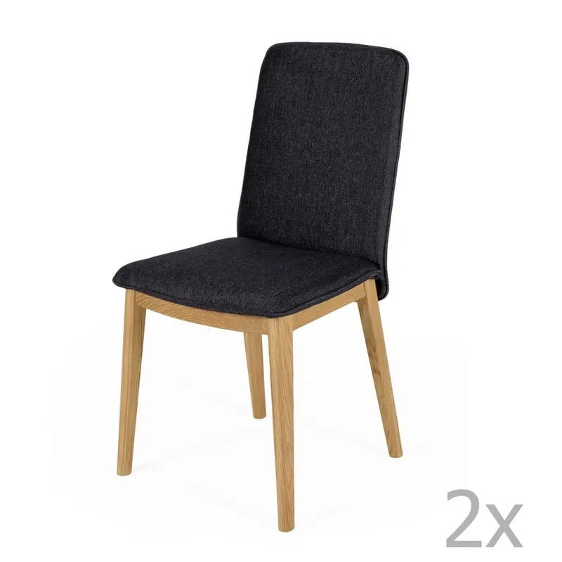 Rabat Zestaw 2 krzeseł do jadalni z nogami dębowymi Woodman Adra Dark Lighter Half Bonami