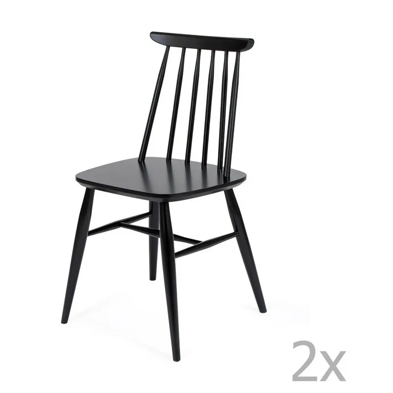 Zestaw 2 czarnych krzeseł do jadalni z litej brzozy Woodman Aino Bonami Wybór klientów