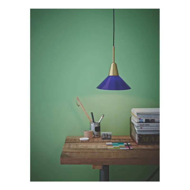 Nowość Niebieska lampa wisząca Herstal Martello Blue Brass Bonami