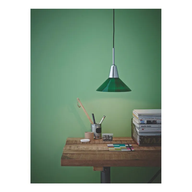 Zielona lampa wisząca Herstal Martello Green Chrome Bonami Promocja