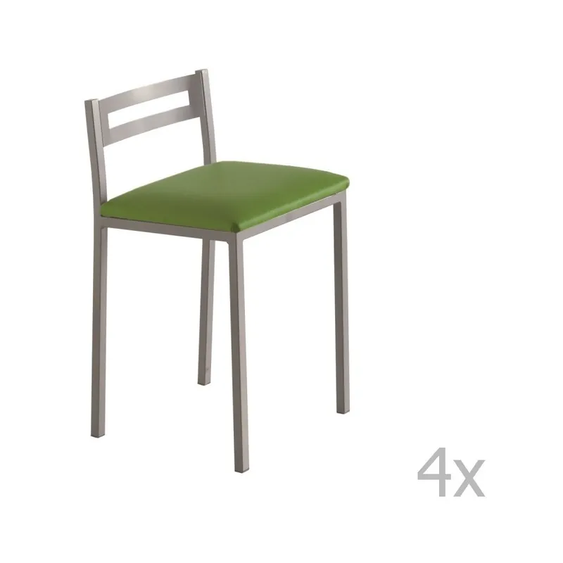 Wyjątkowa oferta Zestaw 4 niskich zielonych hokerów Pondecor Elias Bonami
