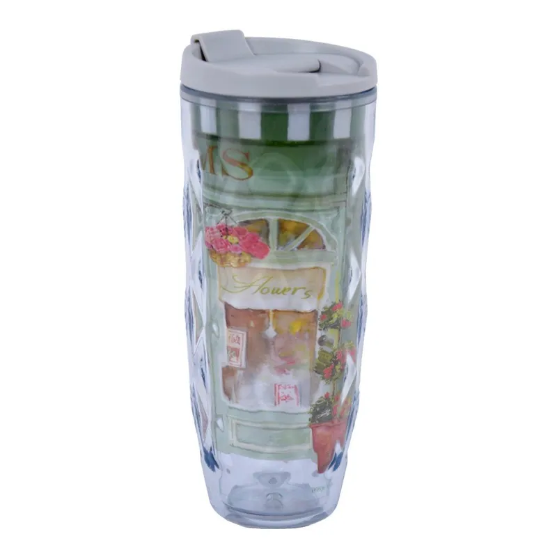 Fioletowy kubek podróżny Ego Dekor Blooms, 470 ml Bonami Super okazja