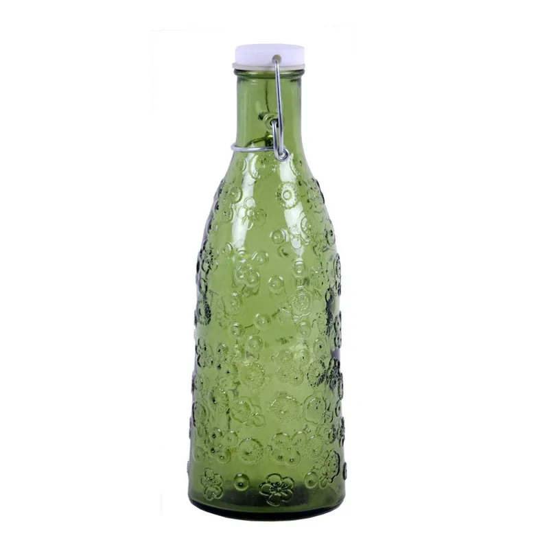 Zielona butelka szklana Ego Dekor Flora, 1 l Bonami Ekspresowa dostawa