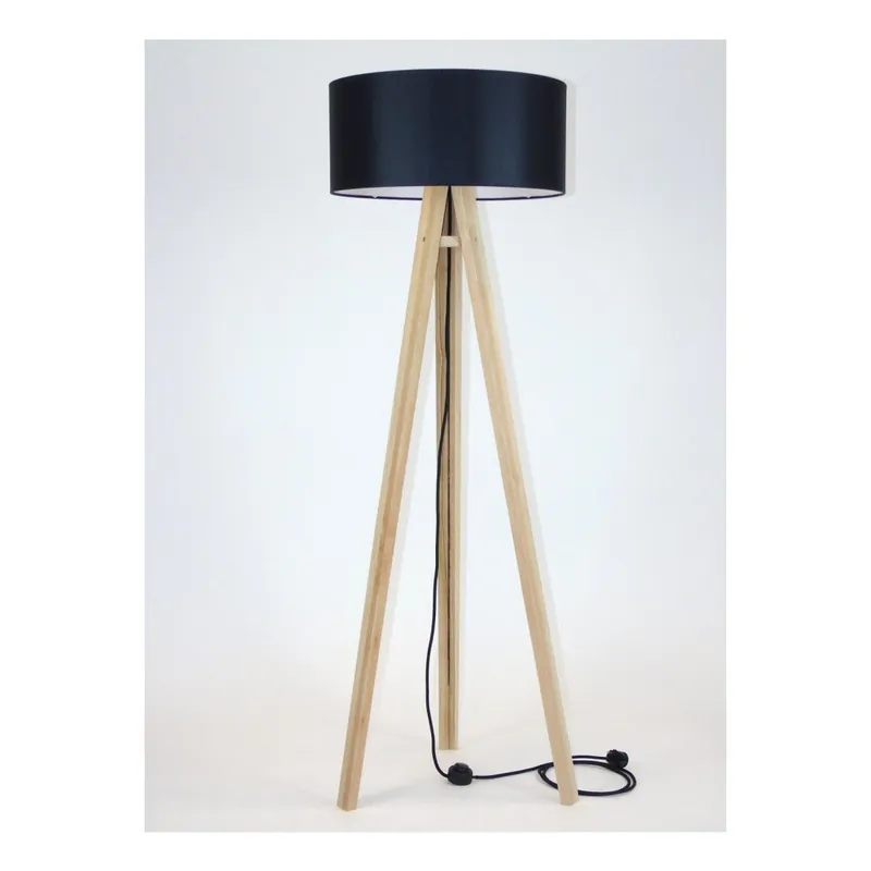 Bestseller Lampa stojąca z czarnym abażurem i czarnym kablem Ragaba Wanda Bonami